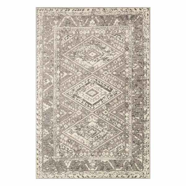 (B640) Greta Taupe Diamond Design Area Rug, 5x7