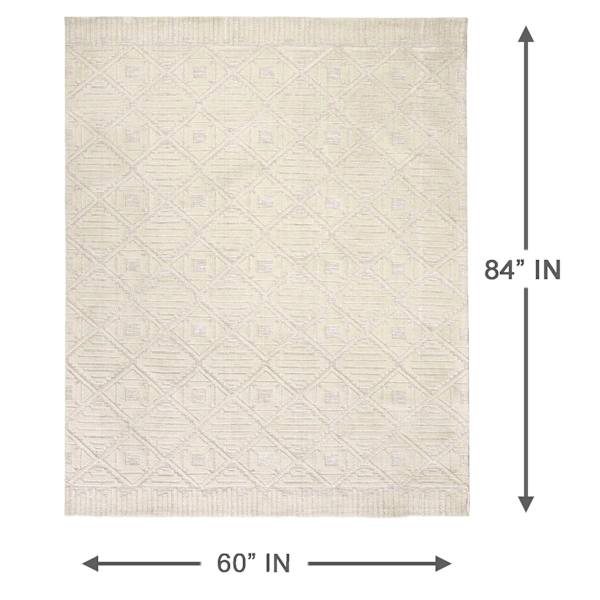 (B689) Crosby St. Sanremo Ivory Diamond Design Area Rug, 5x7