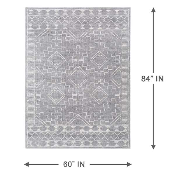 (D497) Roma Grey Global Area Rug, 5x7