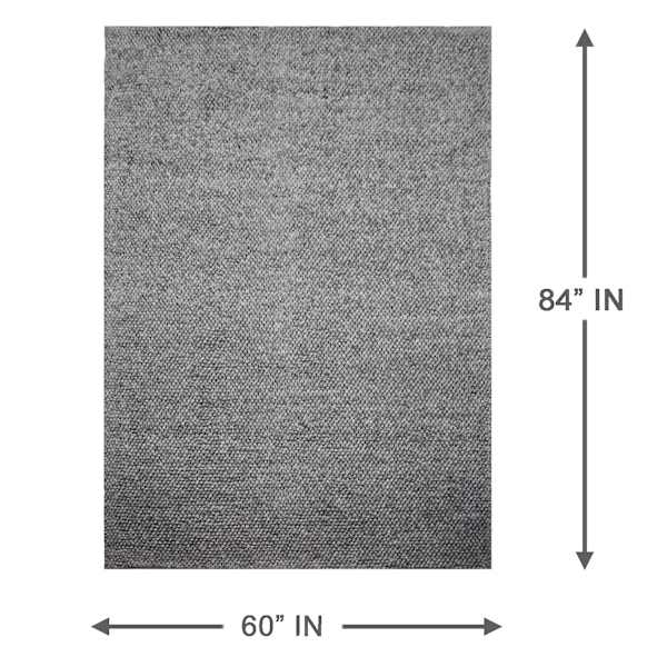 (B771) Crosby St. Gravel Grey Textured Area Rug, 5x7