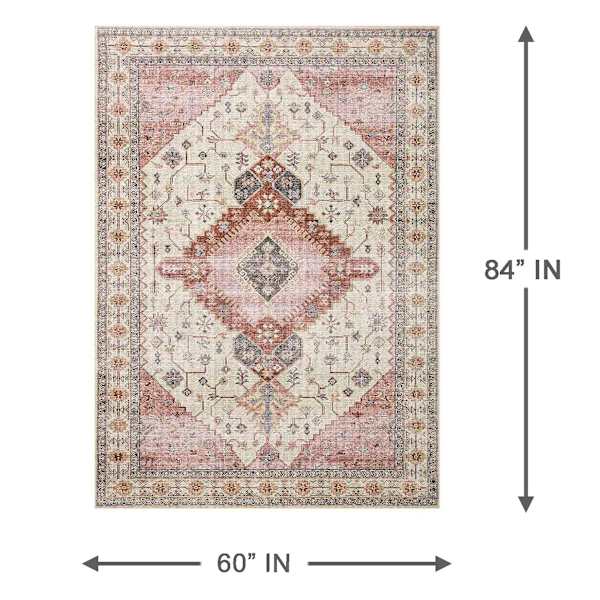 (D581) Khloe Multicolor Medallion Design Area Rug, 5x7