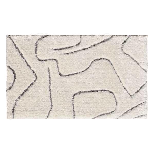 (C189) Crosby St. Ivory Geometric Shag Accent Rug, 2x3