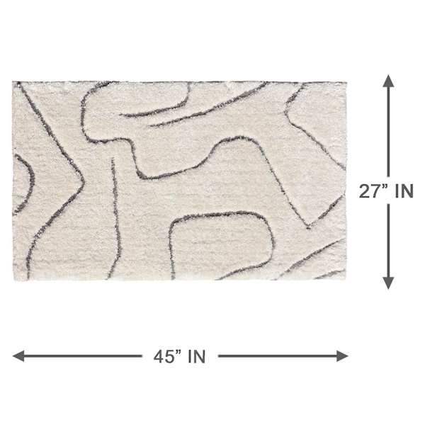 (C189) Crosby St. Ivory Geometric Shag Accent Rug, 2x3