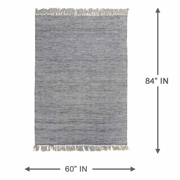 (B799) Crosby St. Grey Herringbone Area Rug, 5x7
