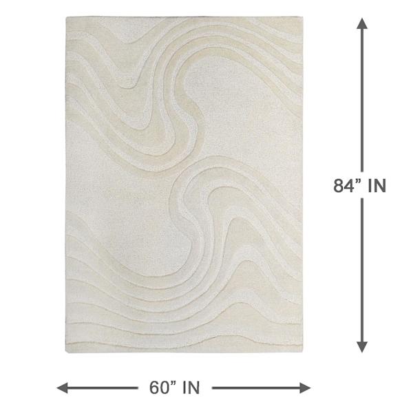 (A492) Crosby St. Lagon Ivory High-Low Area Rug, 5x7