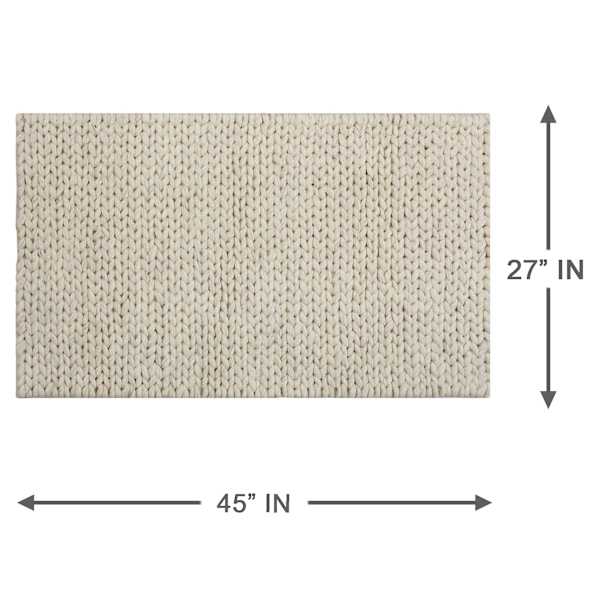 (A494) Honeybloom Ivory Chunky Knit Patterned Accent Rug, 2x4