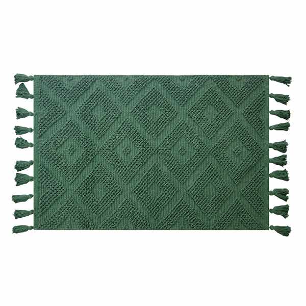 Green High-Low Diamond Handwoven Accent Rug, 27x45