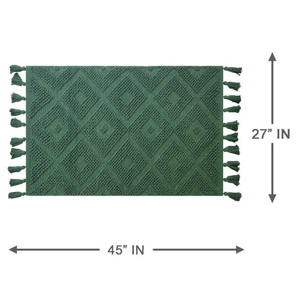 Green High-Low Diamond Handwoven Accent Rug, 27x45