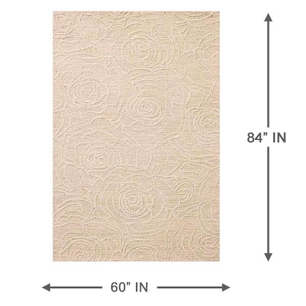 (A531) Rosey Neutral Tufted Area Rug, 5x7