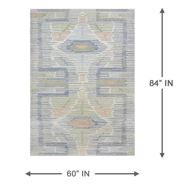 (B902) Found & Fable Multicolor Del Mar Textured Woven Flatweave Area Rug, 5x7