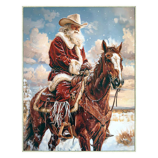 Framed Western Santa Claud Canvas Wall Art, 23x29