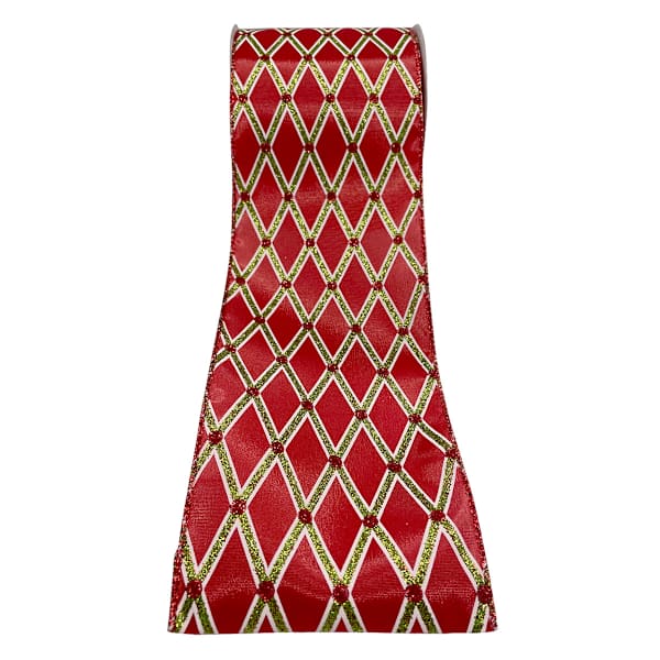 4" Red Diamond Ribbon, 5yd