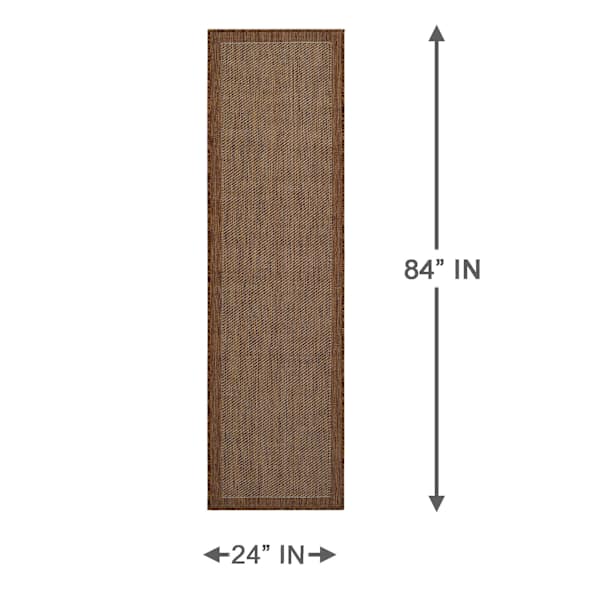 (E54) Light Brown Border Sisal Indoor & Outdoor Runner, 2x7