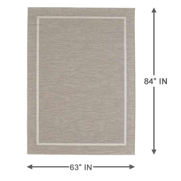(E198) Honeybloom Prisma Ivory Border Indoor & Outdoor Area Rug, 5x7