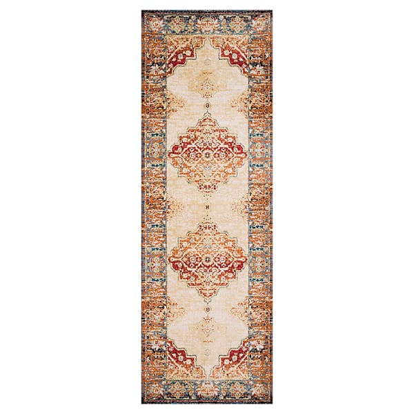 (D474) Alisa Medallion Ivory Sunset Runner, 2x7
