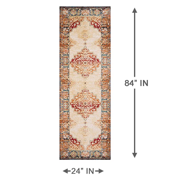 (D474) Alisa Medallion Ivory Sunset Runner, 2x7