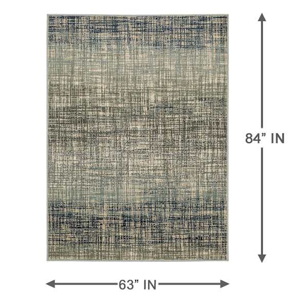 (D476) Addison Blue Abstract Contemporary Area Rug, 5x7