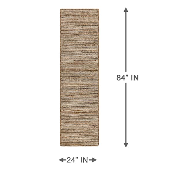 (B729) Ty Pennington Kensie Natural Striped Jute Runner, 2x7