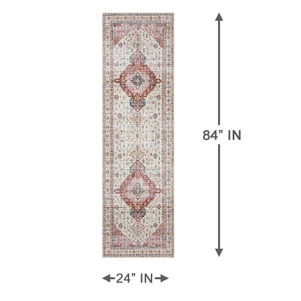 (D581) Khloe Multicolor Medallion Design Runner, 2x7