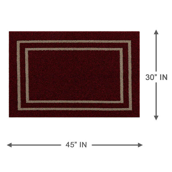 Red Double Border Washable Tufted Accent Rug, 30x45