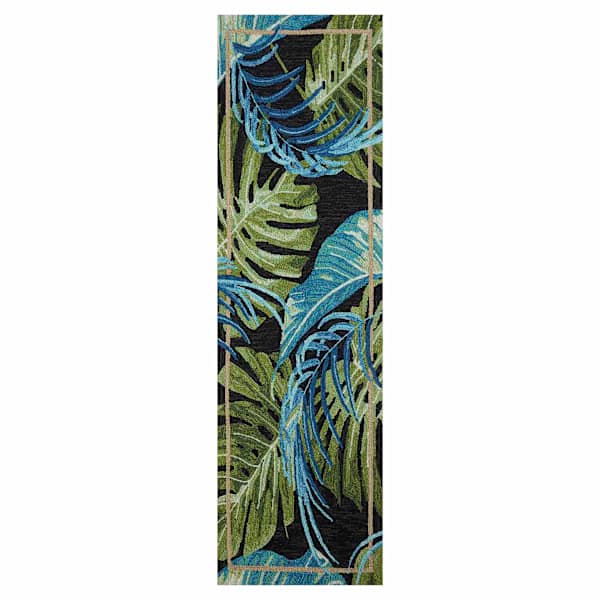 (E534) Santa Monica Palm Tufted Outdoor Runner, 2x7