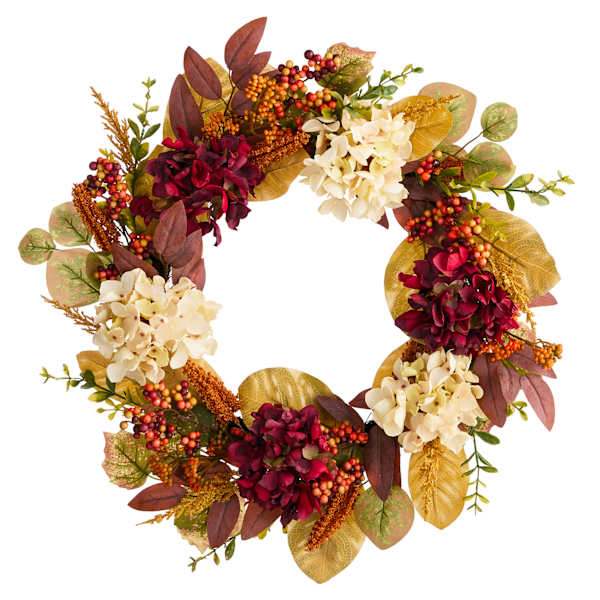 Red Hydrangea Wreath, 24"