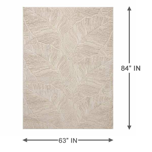 Amana Neutral Botanical Area Rug, 5.3x7