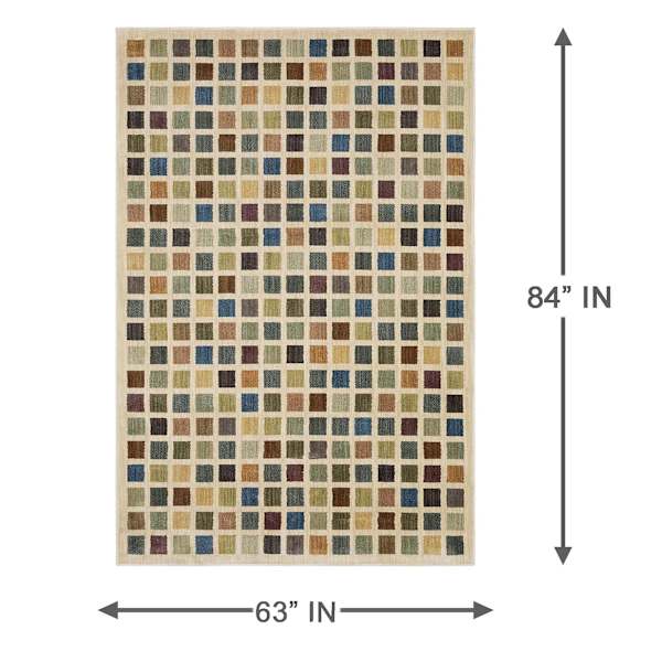 (B904) Multicolor Treasure Area Rug, 5x7