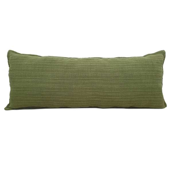 Honeybloom Olive Green Stripe Slub Throw Pillow, 14x36