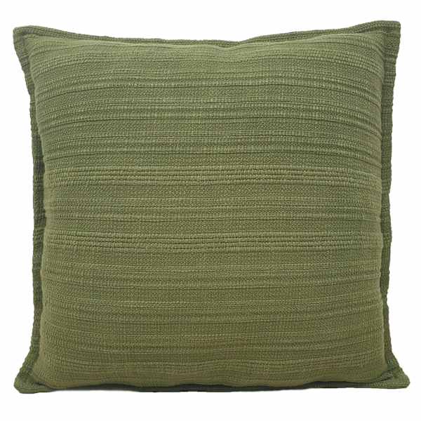 Honeybloom Olive Green Striped Slub Throw Pillow, 18"