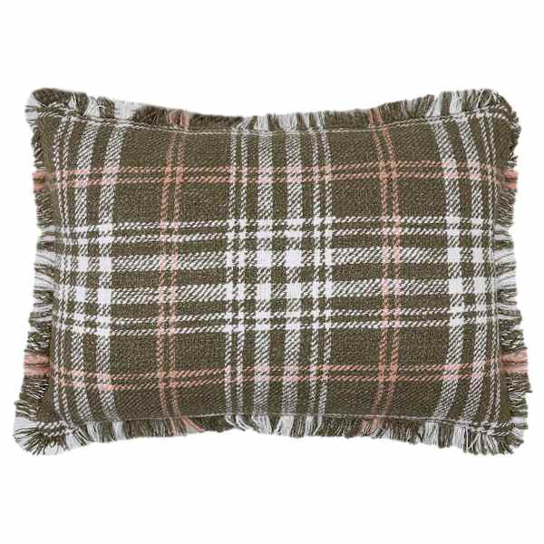 Honeybloom Green Plaid Throw Pillow, 14x20