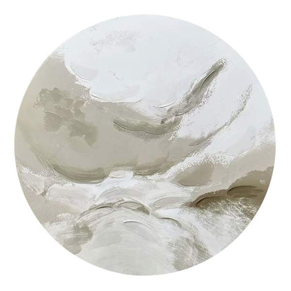 Beige Ocean Dance Circle Canvas Wall Art, 28"