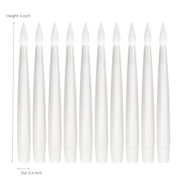 10-Pack White Floating Taper Candles