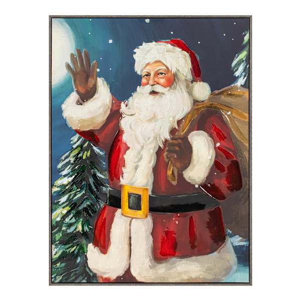 Framed Waving Santa Canvas Wall Art, 30x40