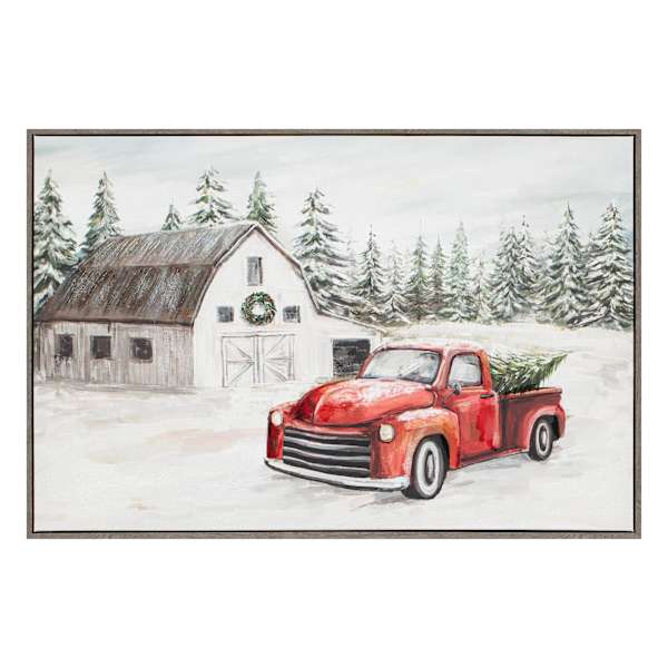 Framed Truck & Barn Canvas Wall Art, 36x24