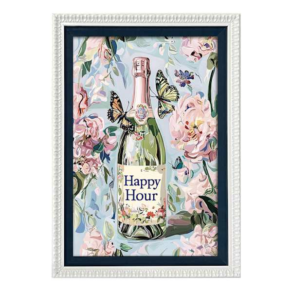 Glass Framed Happy Hour Prosecco Wall Art, 15x21