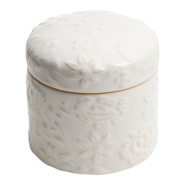 White Floral Ceramic Box, 5x5