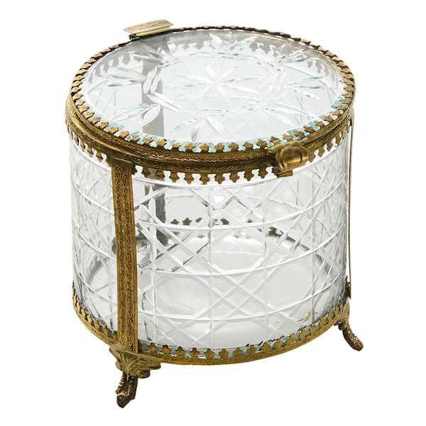 Gold Round Glass Box, 5.2"