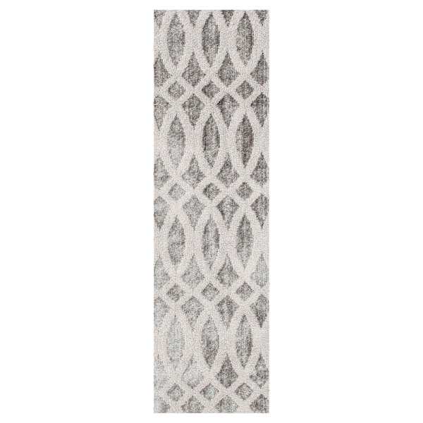 (D440) Sophelia Grey & Ivory Tufted Runner With Non-Slip Back, 2x7