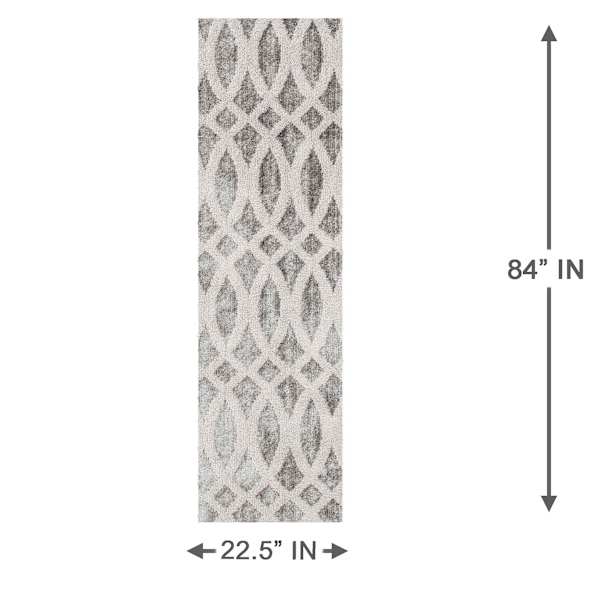 (D440) Sophelia Grey & Ivory Tufted Runner With Non-Slip Back, 2x7