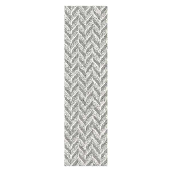 (D460) Salazar Herringbone Grey Tufted Runner with Non-Slip Back, 2x7