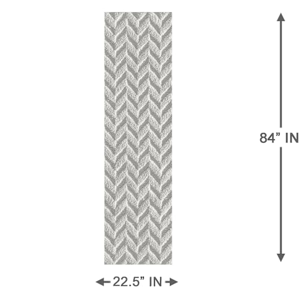 (D460) Salazar Herringbone Grey Tufted Runner with Non-Slip Back, 2x7