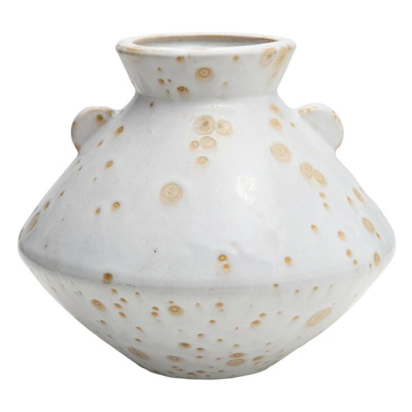 Vana White Ceramic Vase, 8.7"
