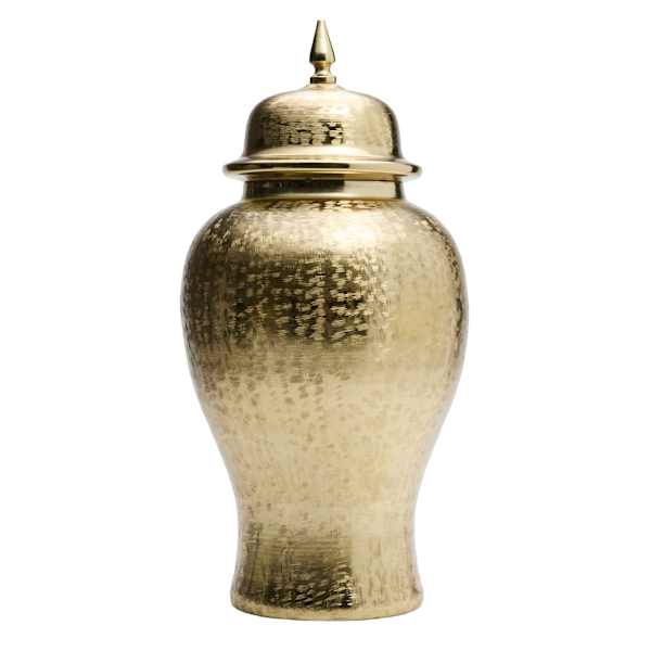 Textured Gold Metal Ginger Jar