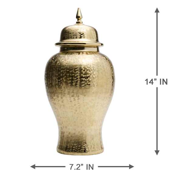 Textured Gold Metal Ginger Jar