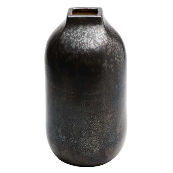 Bronze Square Mouth Ceramic Vase, 13.4"