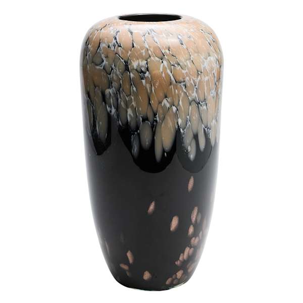 Black & Brown Reactive Glaze Vase, 13"