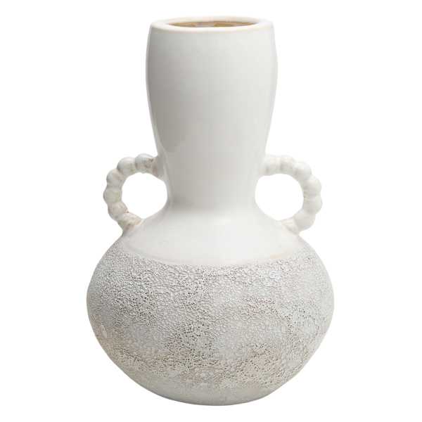 White Textured Ceramic Vase, 11.4"