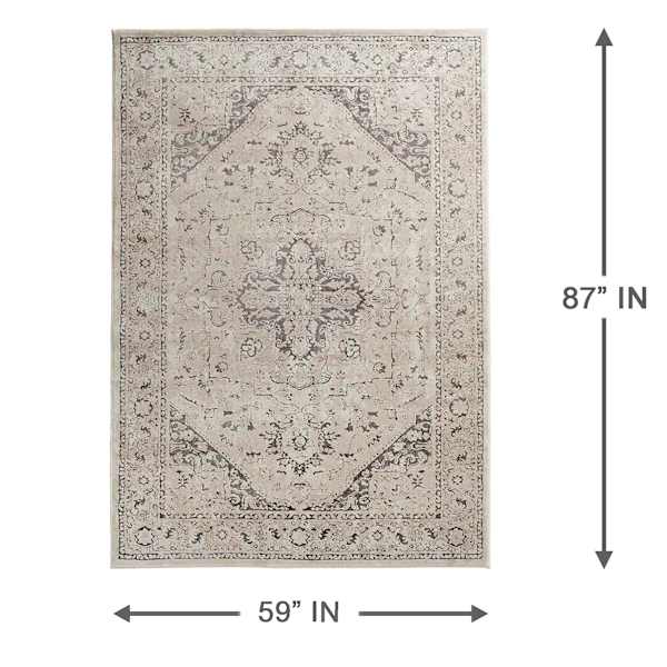 (A413) Clearwater Cream Medallion Area Rug, 5x7