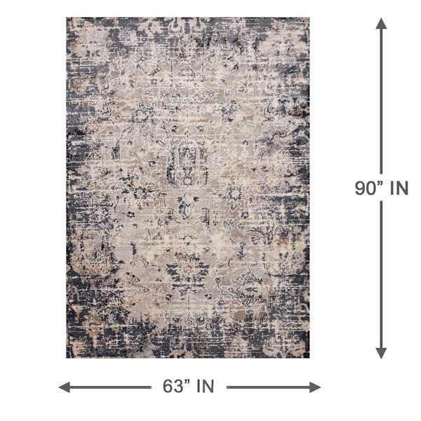 (D492) Honeybloom Muneer Blue & Beige Area Rug, 5x8